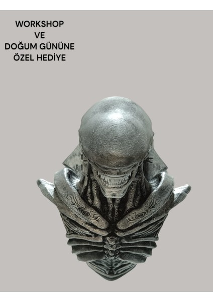 Alien Duvar Dekor Büst 3D Figür