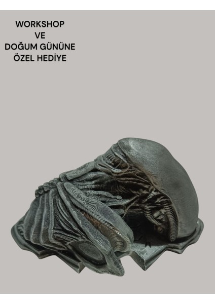 Alien Duvar Dekor Büst 3D Figür