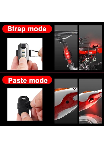2 Adet Motosiklet Drone Bisiklet Otomotiv Şarjlı Kablosuz Mini LED Lamba Cakarlı 7 Renk Flaşlı
