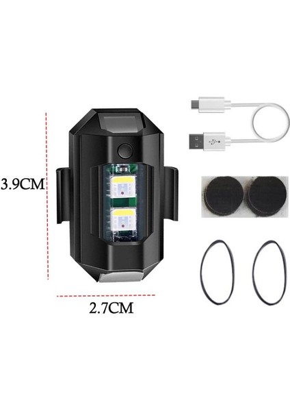 2 Adet Motosiklet Drone Bisiklet Otomotiv Şarjlı Kablosuz Mini LED Lamba Cakarlı 7 Renk Flaşlı