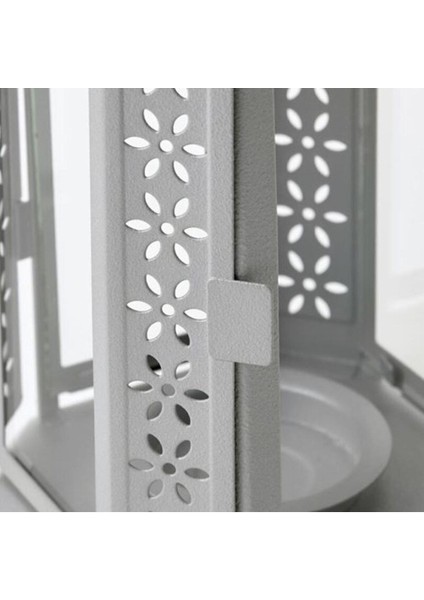 Enrum 22 cm Lame Dekoratif Fener - Çelik Mumluk Şamdan