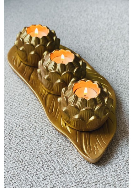 Lotus Çiçeği Beton Mumluk-Yaprak Tepsi-Mini Saksı 4'lü Aksesuar Seti-Dekoratif Obje, Ev Dekorasyon fiyatları