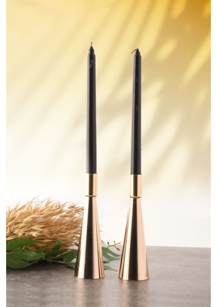 Kule 2'li Şamdan Gold Kaplam Modern Metal Mumluk Şamdan Seti fiyatları