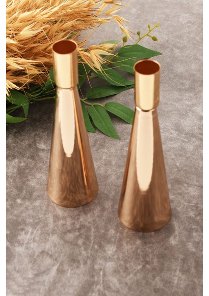 Kule 2'li Şamdan Gold Kaplam Modern Metal Mumluk Şamdan Seti modelleri