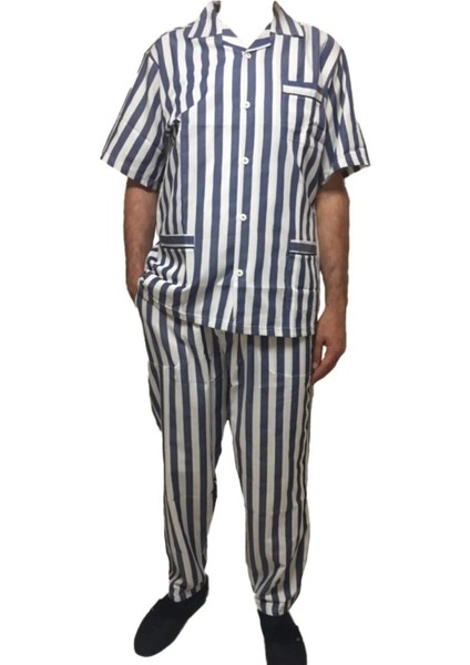 4007 Gaffur Erkek Kısa Kol Çizgili Pijama Takım