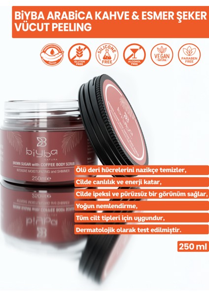 Natura Arabıca Kahve ve Esmer Sekerli Vücut Peelıngi (Scrub) 250 ml