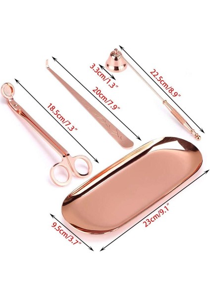 Metal Bronz 4lü Mum Aksesuar Seti 4 Parça 20 x 26 Pembe modelleri
