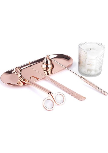 Metal Bronz 4lü Mum Aksesuar Seti 4 Parça 20 x 26 Pembe fırsatları