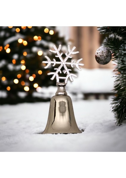 Kar Tanesi Tepelikli Metal Çan Mum Söndürücü-Gümüş