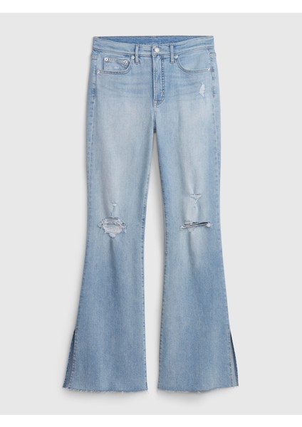 High Rise Split Hem 70S Flare Washwell™ Jean Pantolon