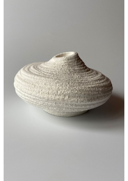 Asimetrik Dokulu Şamdan Mumluk Beyaz