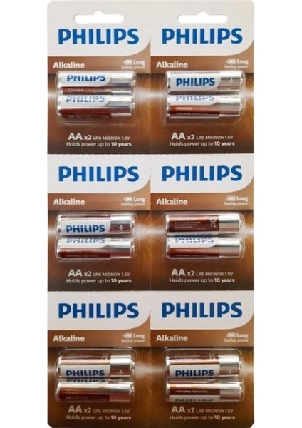 Phılıps Aa Alkalin Kalem Pil 12LI Kartela