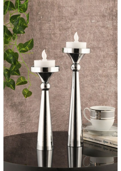 Milas Baton Şamdan Gümüş Kaplama Metal Mumluk fiyatları