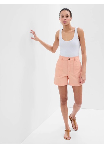 Mid Rise Girlfriend Khaki Washwell™ Şort