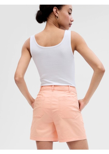 Mid Rise Girlfriend Khaki Washwell™ Şort