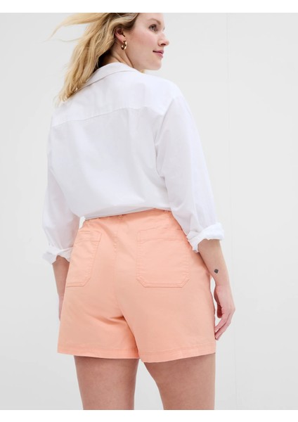 Mid Rise Girlfriend Khaki Washwell™ Şort