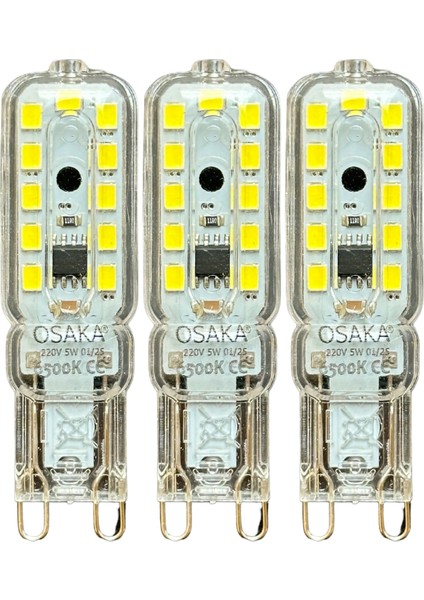 (3 adet) Osaka 5W 6500K (Beyaz Işık) G9 Duylu LED Kapsül ampul