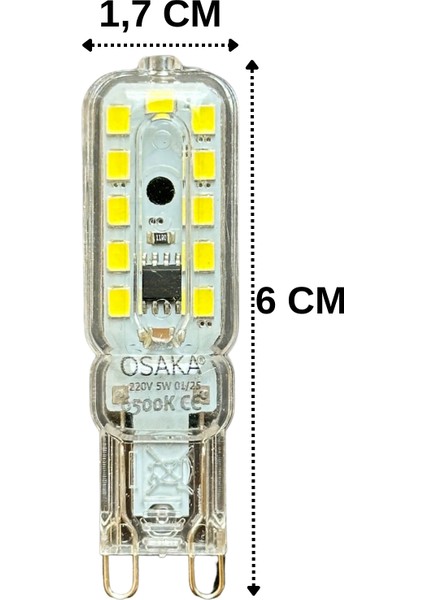 (3 adet) Osaka 5W 6500K (Beyaz Işık) G9 Duylu LED Kapsül ampul