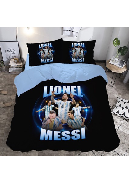 Messi Temalı Baskılı Çift Kişilik Nevresim Takımı