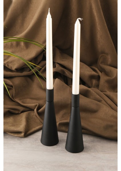 Kule 2'li Şamdan Siyah Kaplam Modern Metal Mumluk Şamdan Seti modelleri