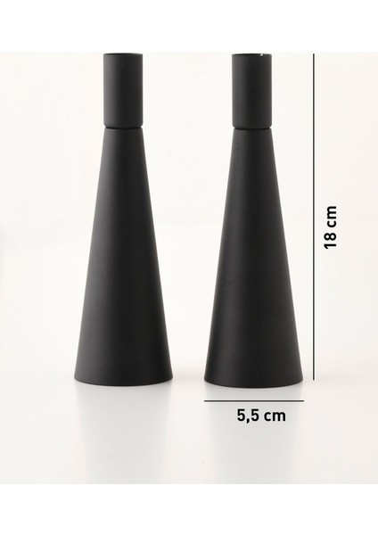 Kule 2'li Şamdan Siyah Kaplam Modern Metal Mumluk Şamdan Seti indirimleri