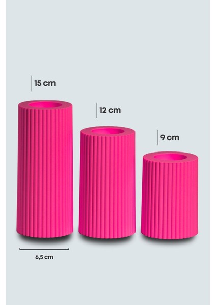 3 Lü Pembe Mumluk Dekoratif Tealight Set Mum Abs Plastik