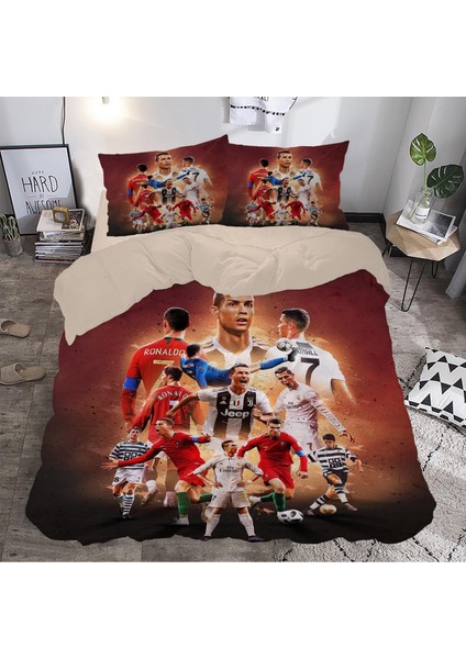 Star Ronaldo Temalı Baskılı Çift Kişilik Nevresim Takımı