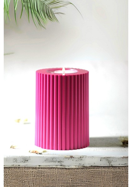 3 Lü Pembe Mumluk Dekoratif Tealight Set Mum Abs Plastik