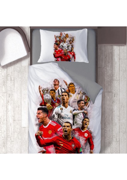 Ronaldo Star Temalı Baskılı Tek Kişilik Nevresim Takımı