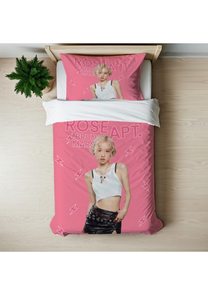 Rose Apt Temalı Baskılı Tek Kişilik Nevresim Takımı
