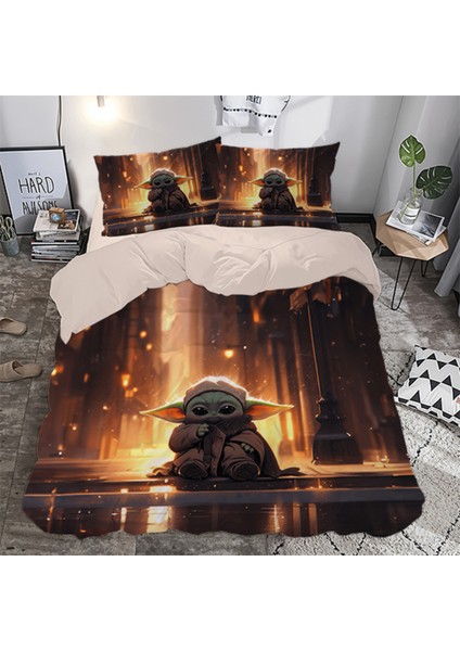 Yoda Temalı Baskılı Çift Kişilik Nevresim Takımı
