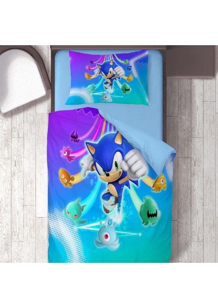 Sonic ve Canavarlar Temalı Baskılı Tek Kişilik Nevresim Takımı