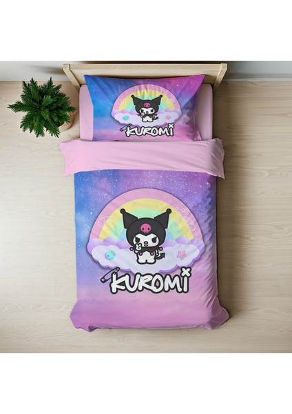 Kuromi Temalı Baskılı Tek Kişilik Nevresim Takımı
