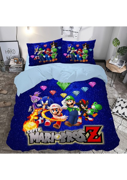 Super Mario Kardeşler Temalı Baskılı Çift Kişilik Nevresim Takımı