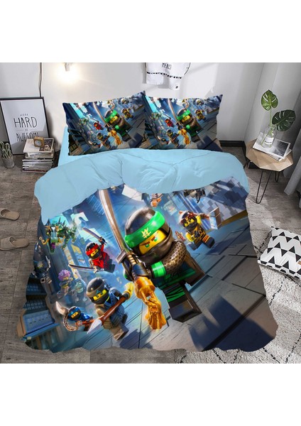 Savaşçı LEGO Temalı Baskılı Çift Kişilik Nevresim Takımı