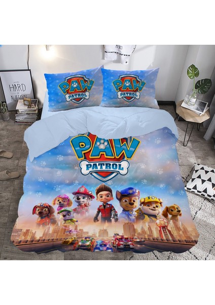 Paw Petrol Temalı Baskılı Çift Kişilik Nevresim Takımı