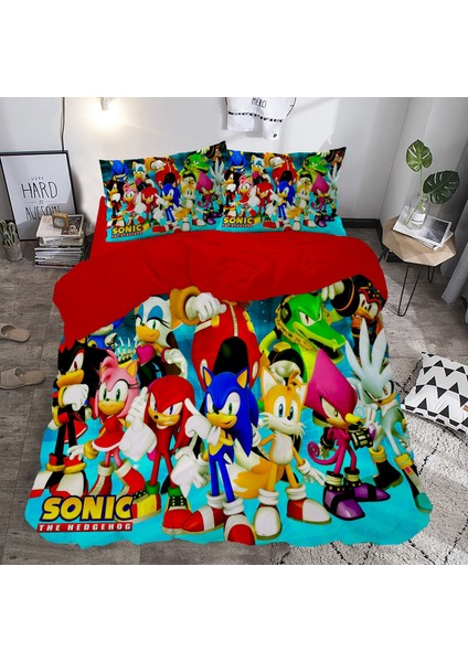 Sonic The Hedgehog Temalı Baskılı Çift Kişilik Nevresim Takımı