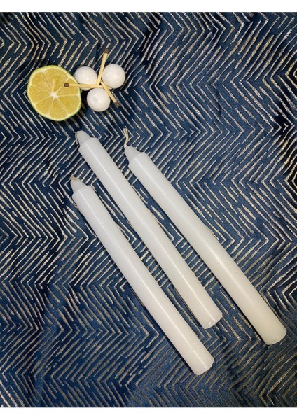 Premium Yılbaşı Özel Beyaz Renk Sedefli Kokulu Şamdan Mum - 3'lü Set