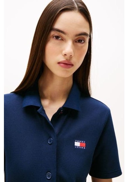 Kadın Tjw Badge Pique Polo Elbise - Lacivert fırsatları