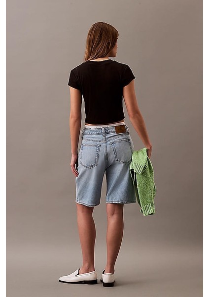 Kadın Ck Slim Crop T-Shirt - Siyah modelleri