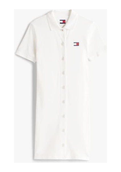 Kadın Tjw Badge Pique Polo Elbise - Ekru indirimleri