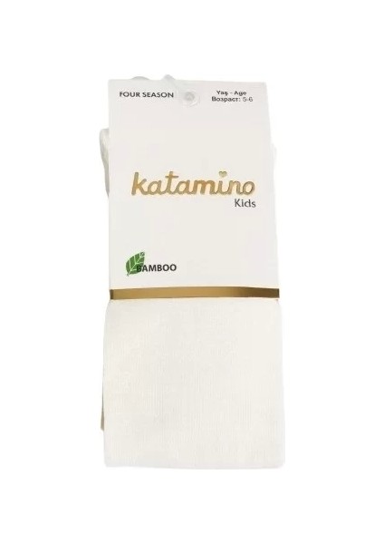 Kız Bambu Külotlu Çorap Krem