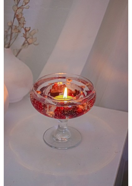 Gül Yapraklı Sevgililer Gününe Özel Tasarlanmış Mumluk, Tamamen El Yapımı (Kuru Çiçekli)(Bordo) modelleri