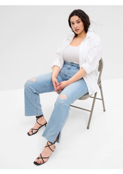 Mid Rise Destructed 90S Loose Washwell™ Jean Pantolon