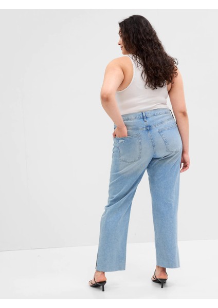 Mid Rise Destructed 90S Loose Washwell™ Jean Pantolon