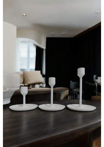 Modern Beyaz 3 Lü Şamdan Mumluk Dekoratif 3D Baskı fiyatları