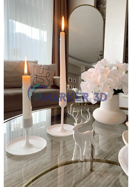 Modern Beyaz 3 Lü Şamdan Mumluk Dekoratif 3D Baskı fırsatları
