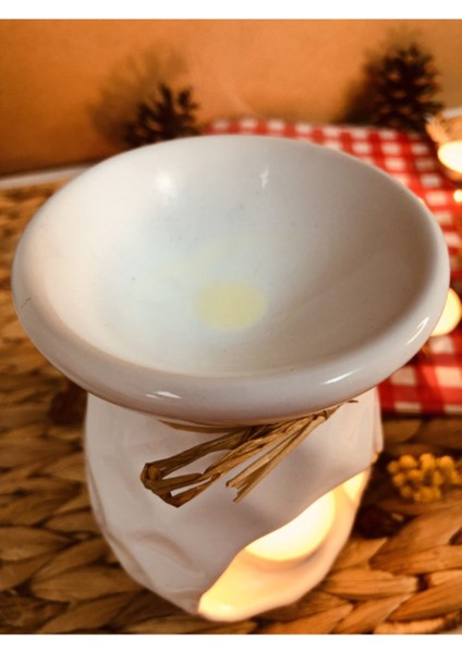 Dekoratif Seramik Konik Buhurdanlık 11 x 8 cm Beyaz Renk fırsatları