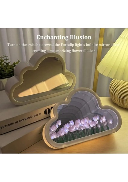 1 Adet Dekoratif Lale Çiçek Lamba Bulut Gece Lambası Makyaj Aynası 2’in1 fiyatları