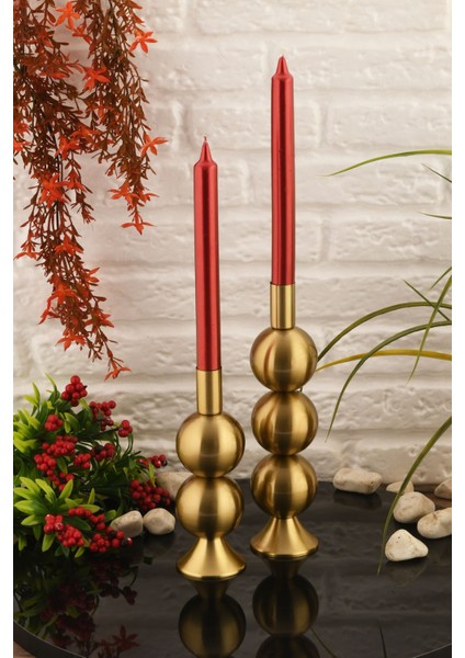 Elit 2'li Şamdan Seti Eskitme Renk Dekoratif Metal Mumluk fiyatları